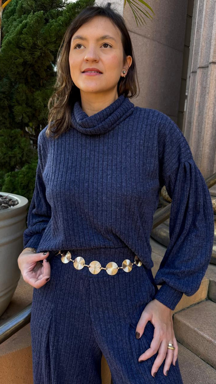 Blusa Petrópolis Golão Tricot Azul