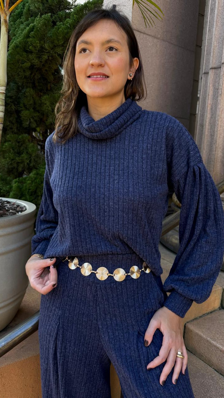 Blusa Petrópolis Golão Tricot Azul