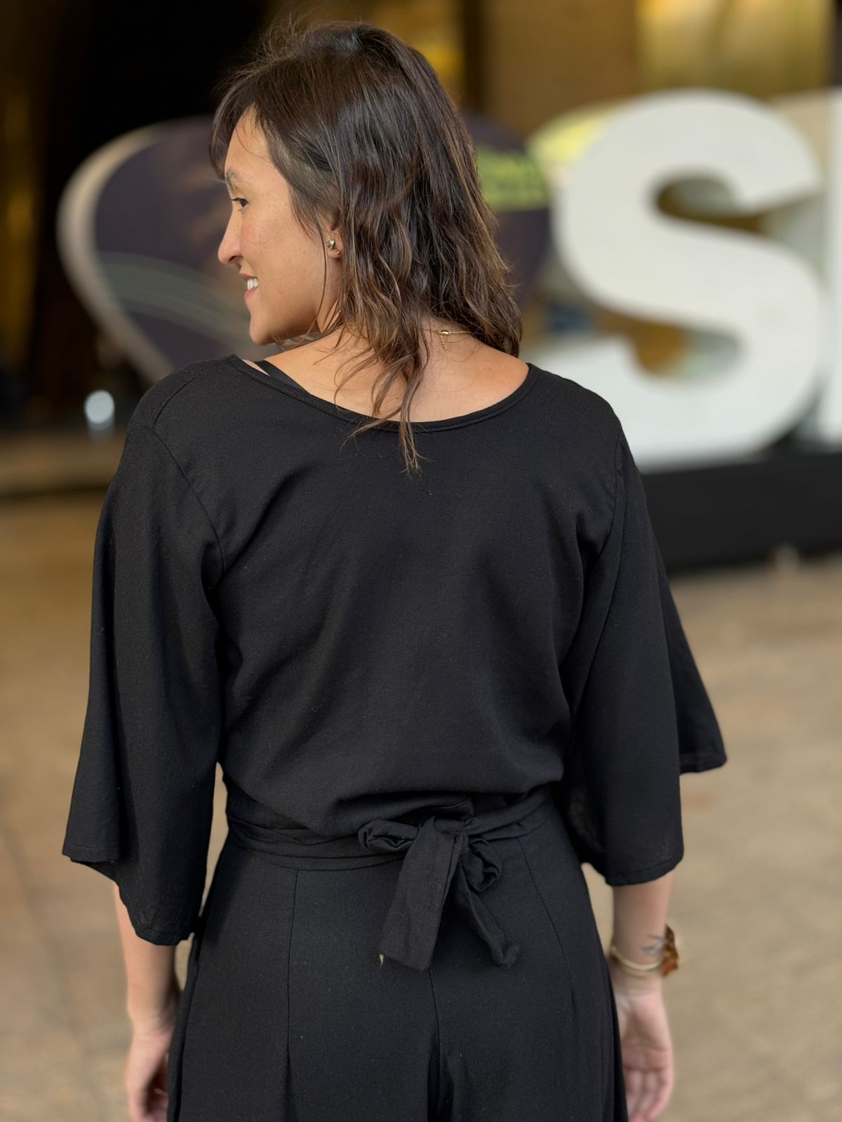 Blusa Tijuca Manga Kimono Preto