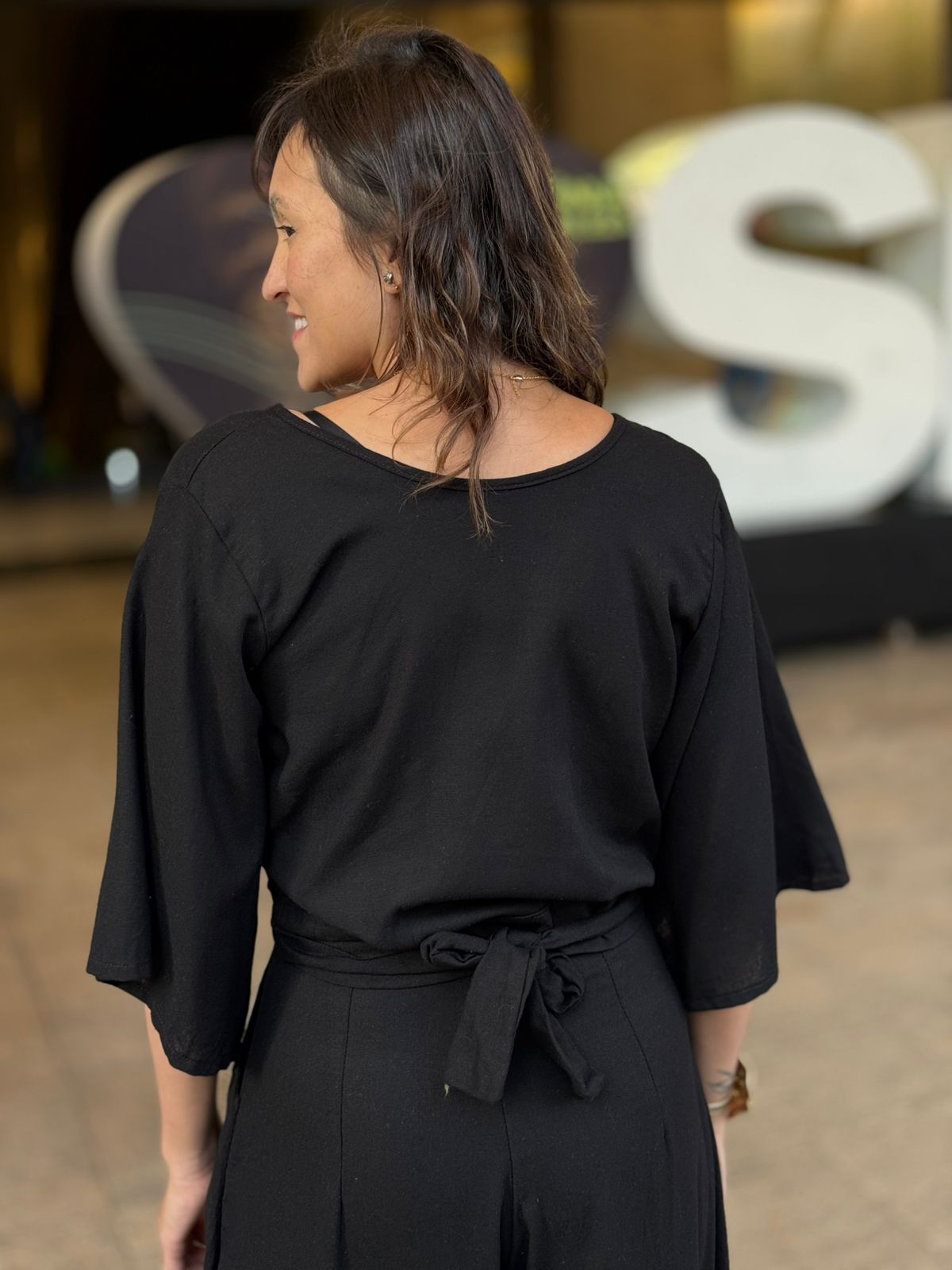 Blusa Tijuca Manga Kimono Preto