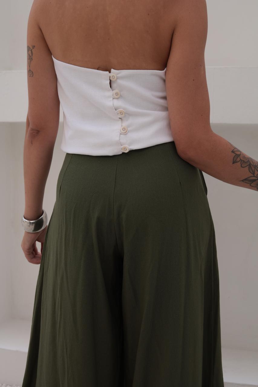Pantalona Laranjeiras Linho Verde Militar