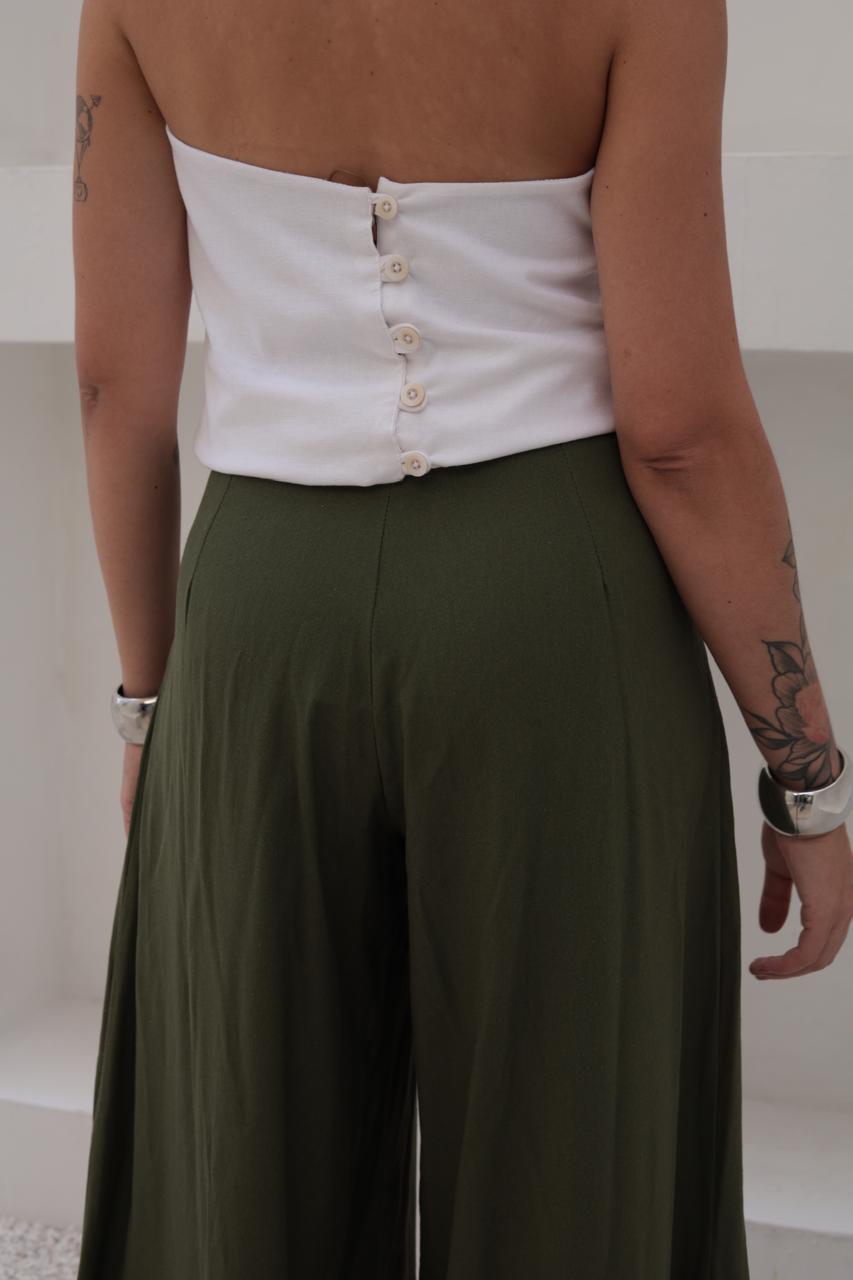 Pantalona Laranjeiras Linho Verde Militar