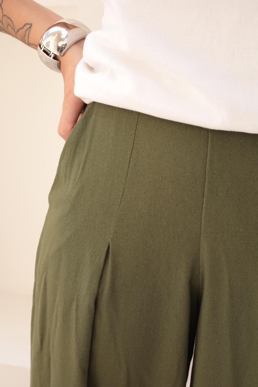 Pantalona Laranjeiras Linho Verde Militar