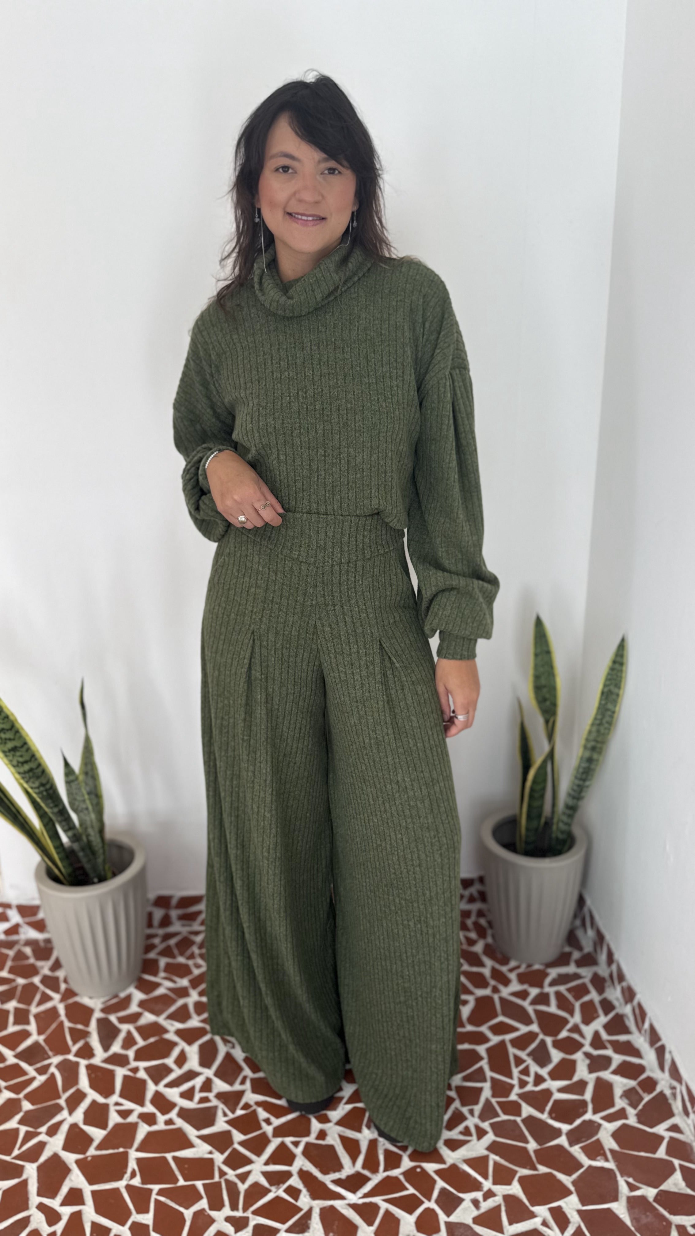Pantalona Benfica Malha Tricot Verde