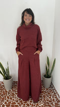 Pantalona Benfica Malha Tricot Marsala