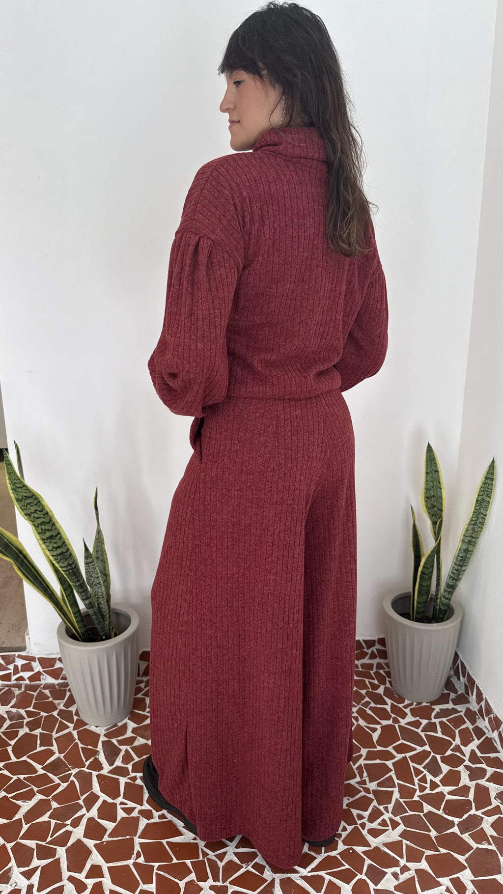 Pantalona Benfica Malha Tricot Marsala
