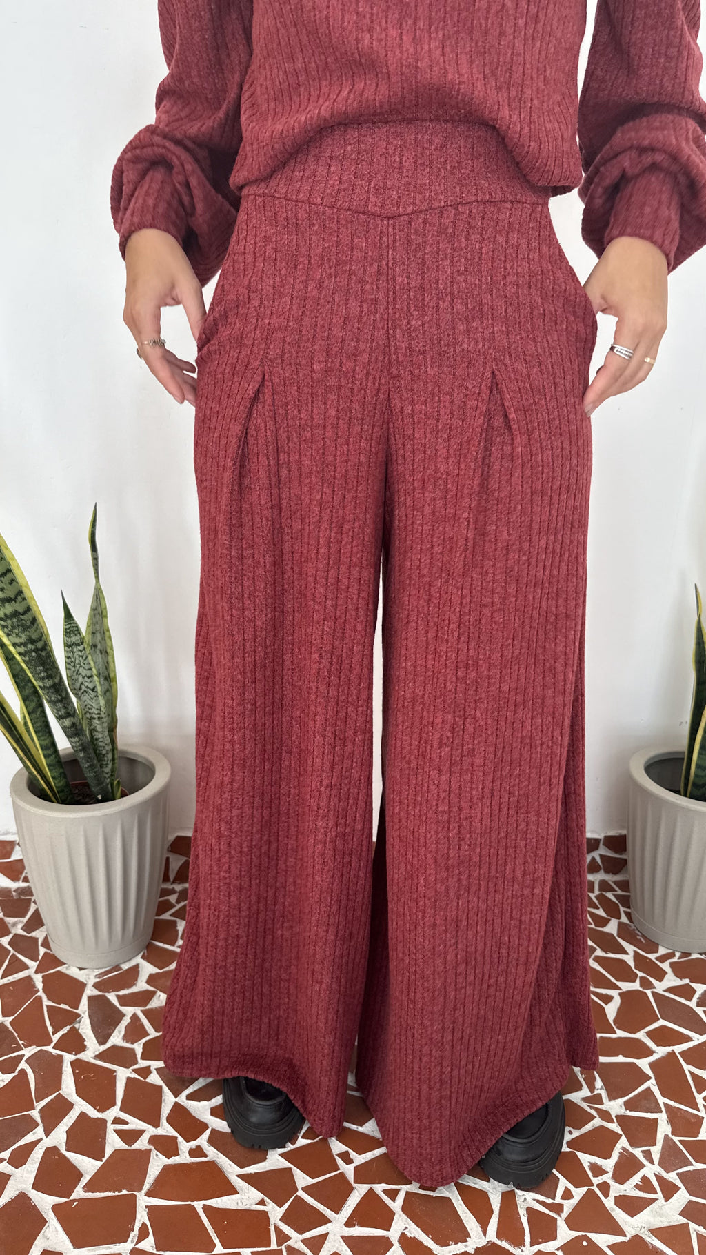 Pantalona Benfica Malha Tricot Marsala