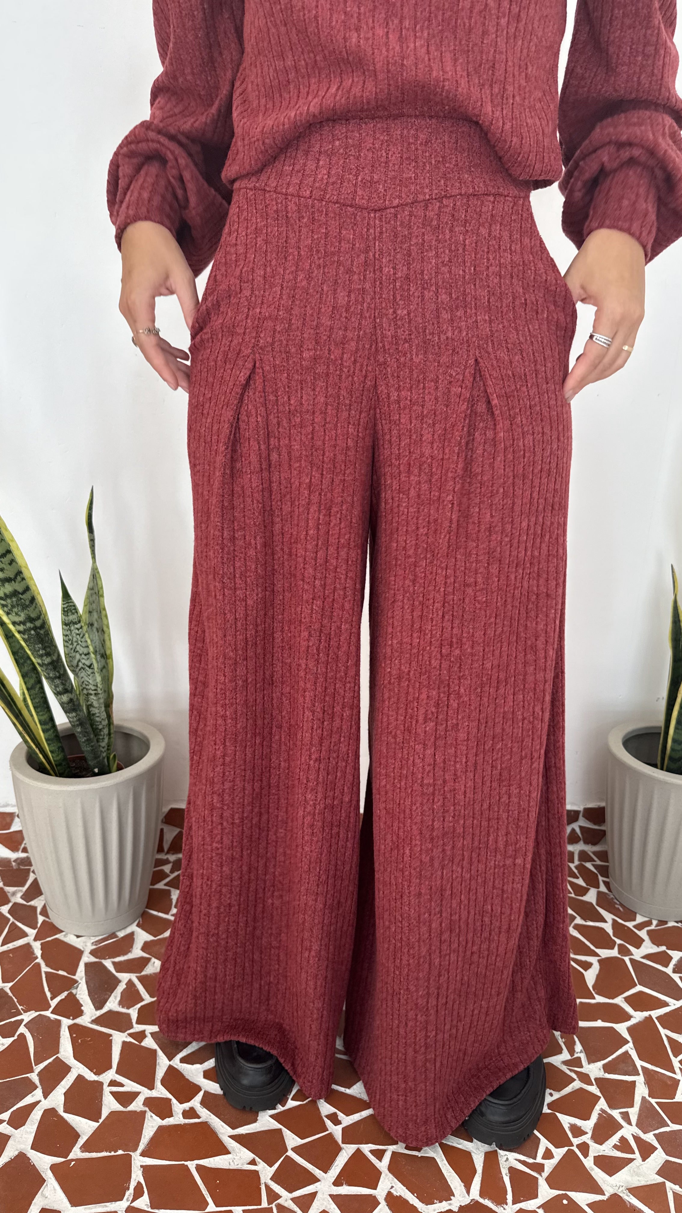 Pantalona Benfica Malha Tricot Marsala
