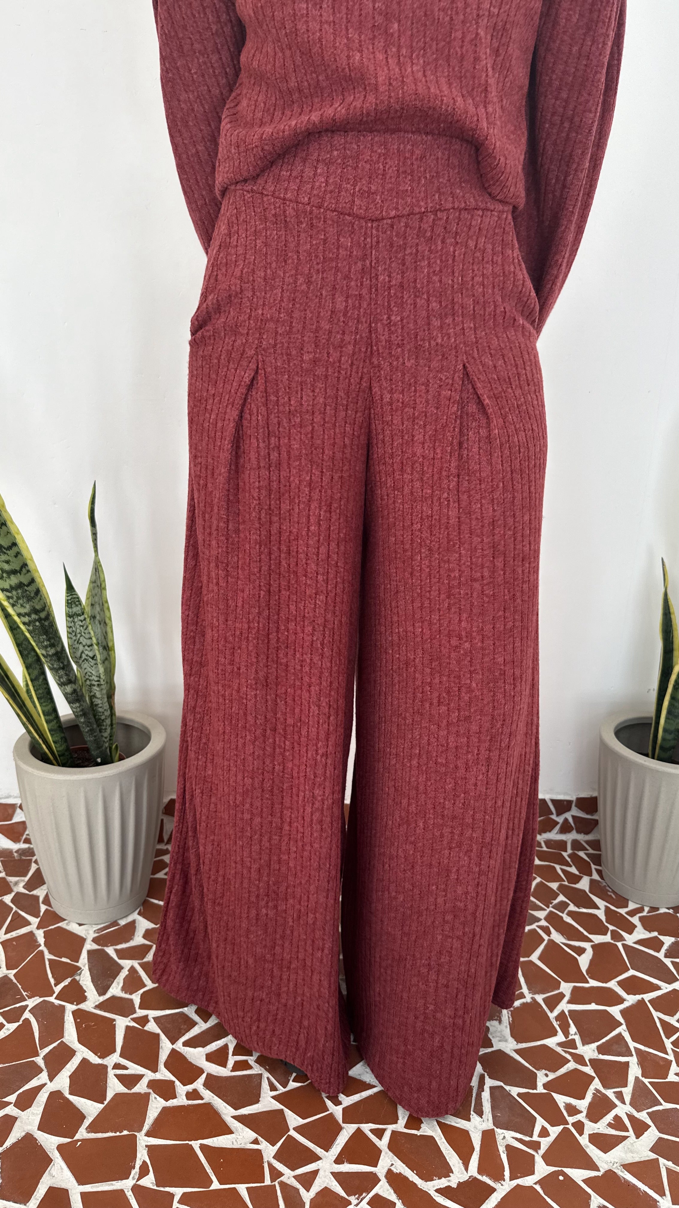 Pantalona Benfica Malha Tricot Marsala