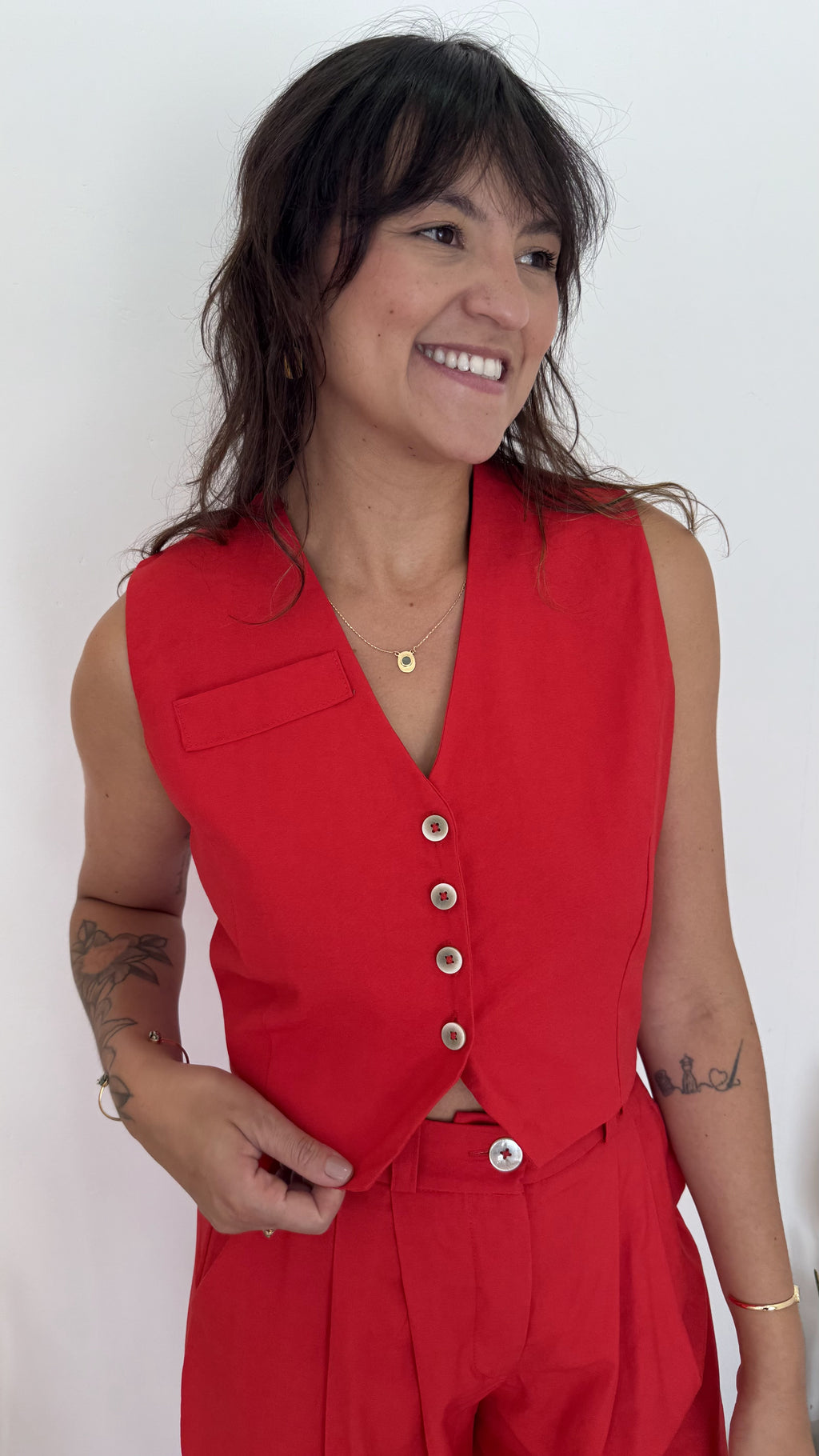 Colete Linho Vermelho
