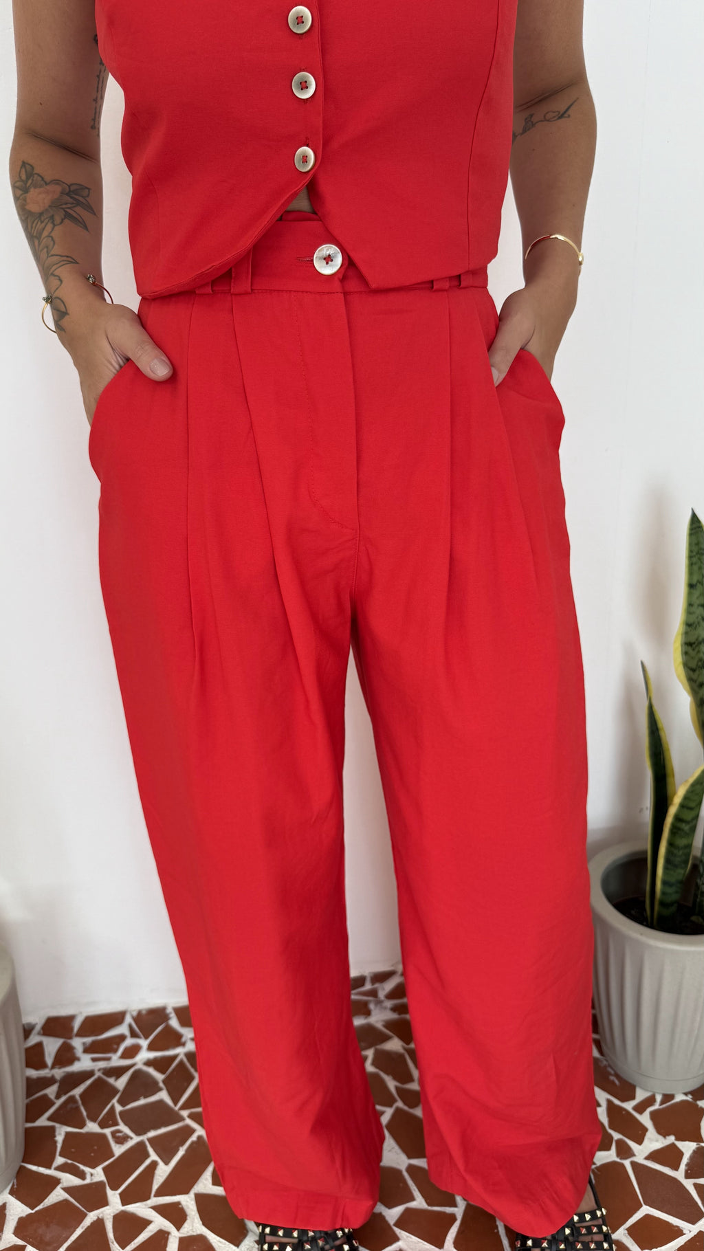 Calça Alfaiataria Vermelha