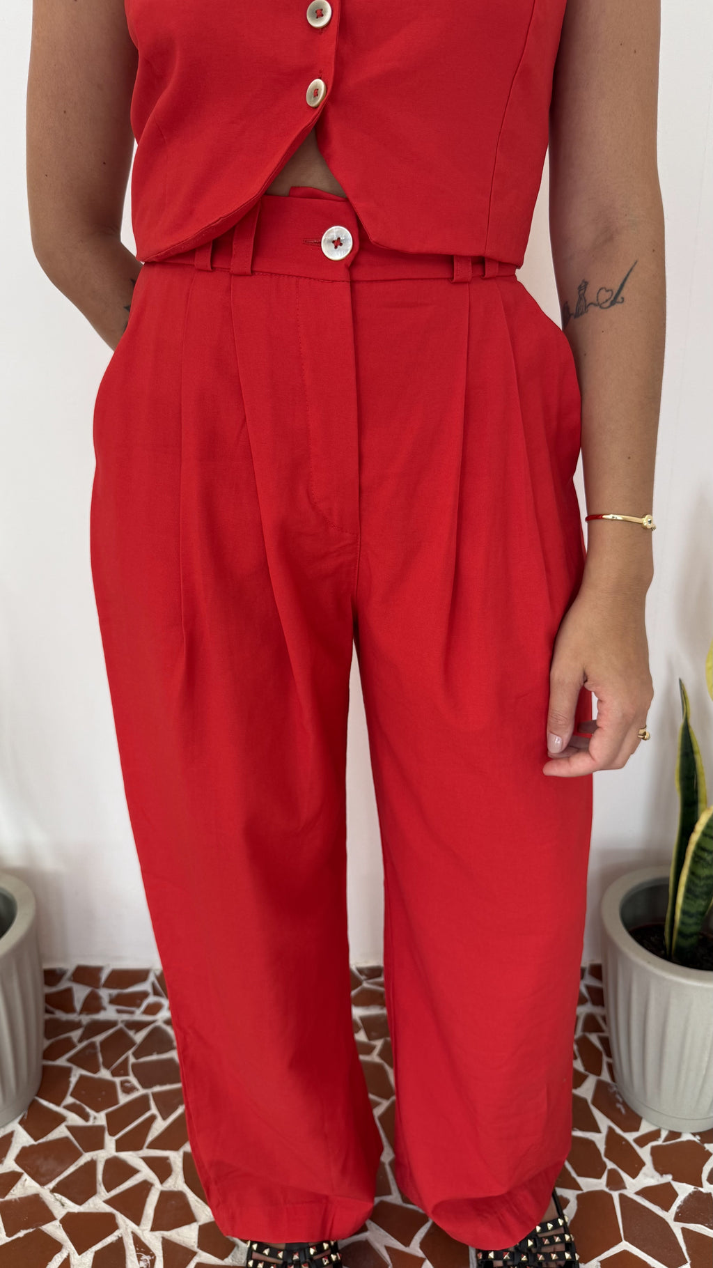 Calça Alfaiataria Vermelha