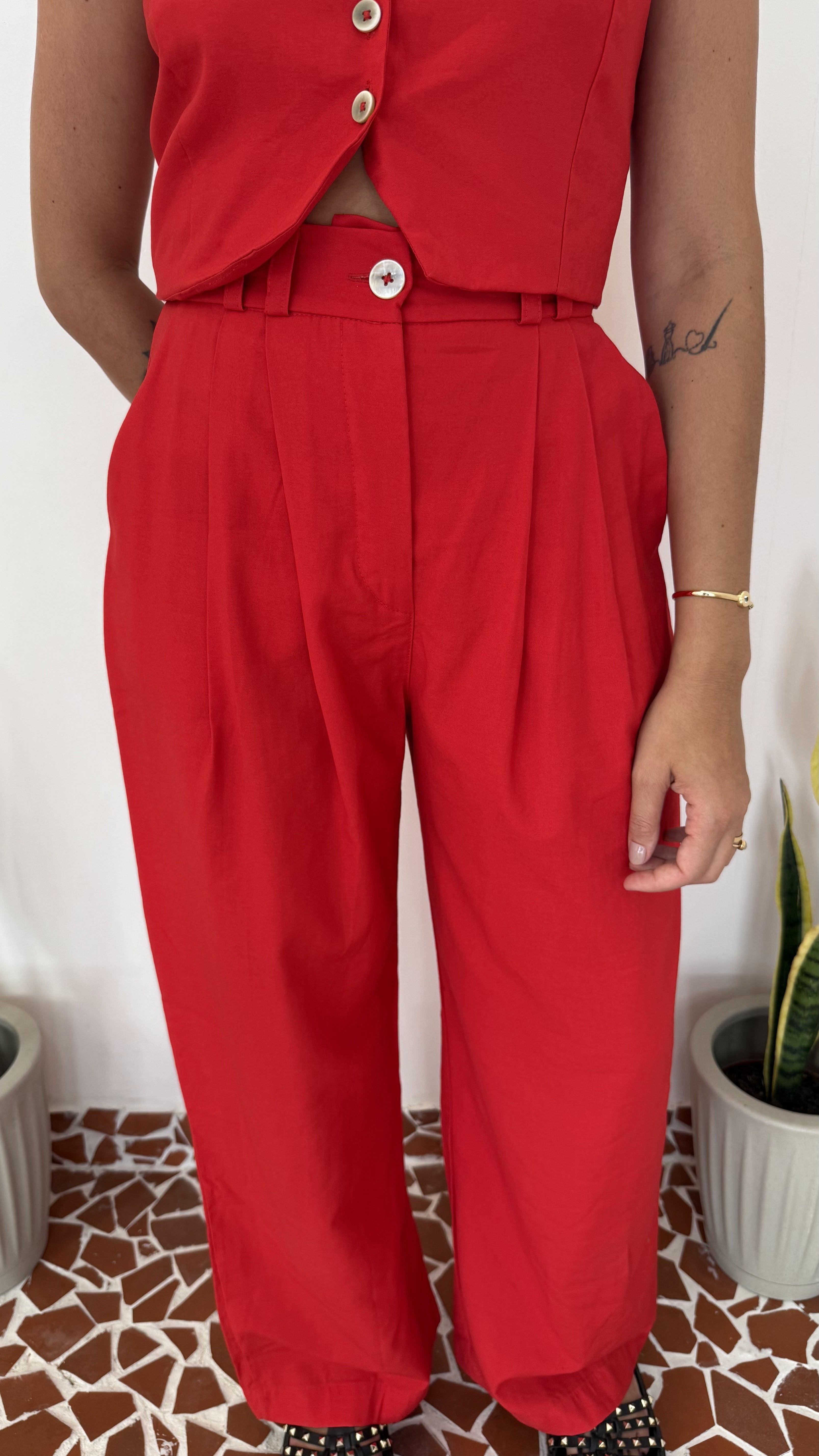 Calça Alfaiataria Vermelha