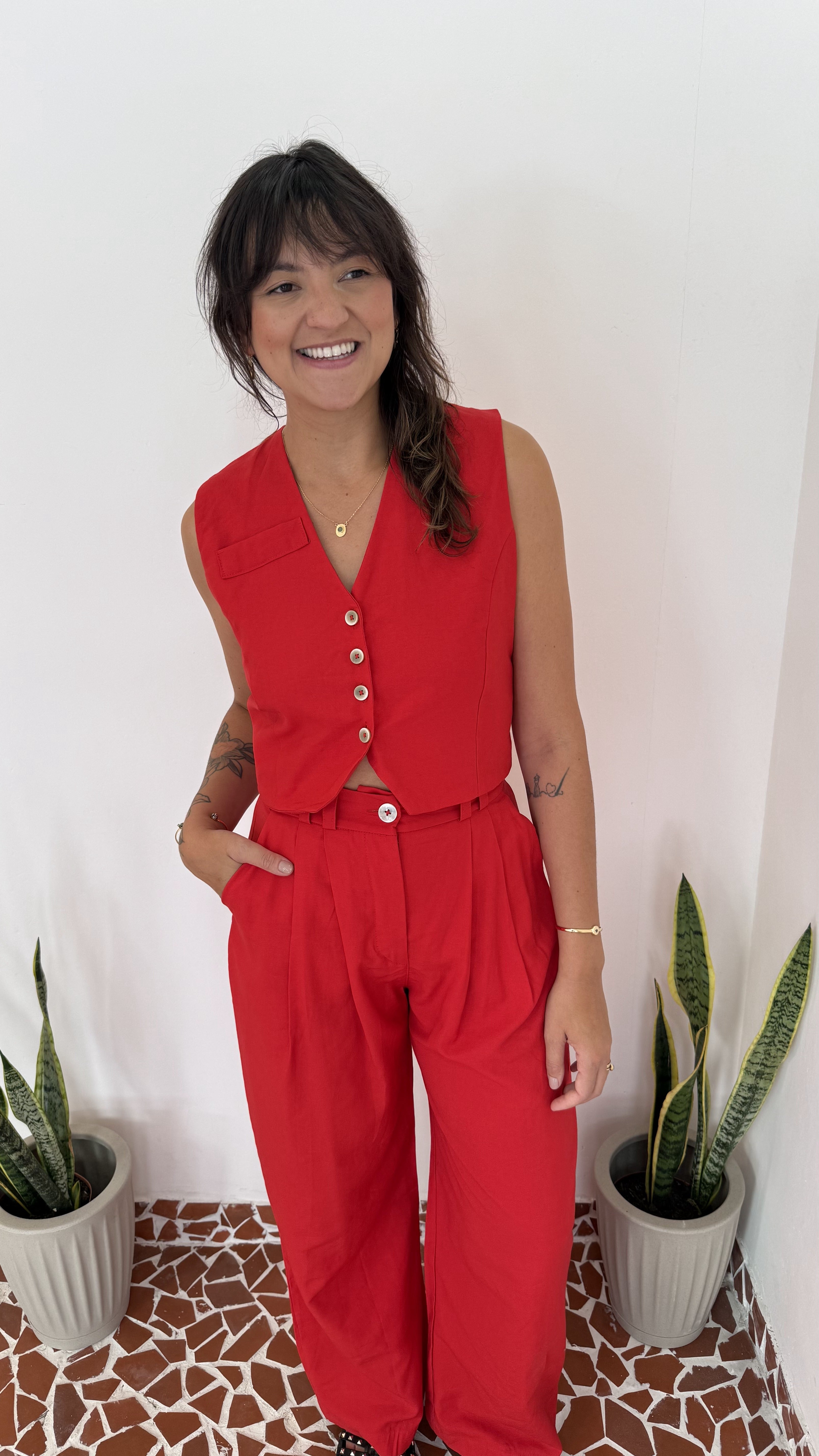 Colete Linho Vermelho