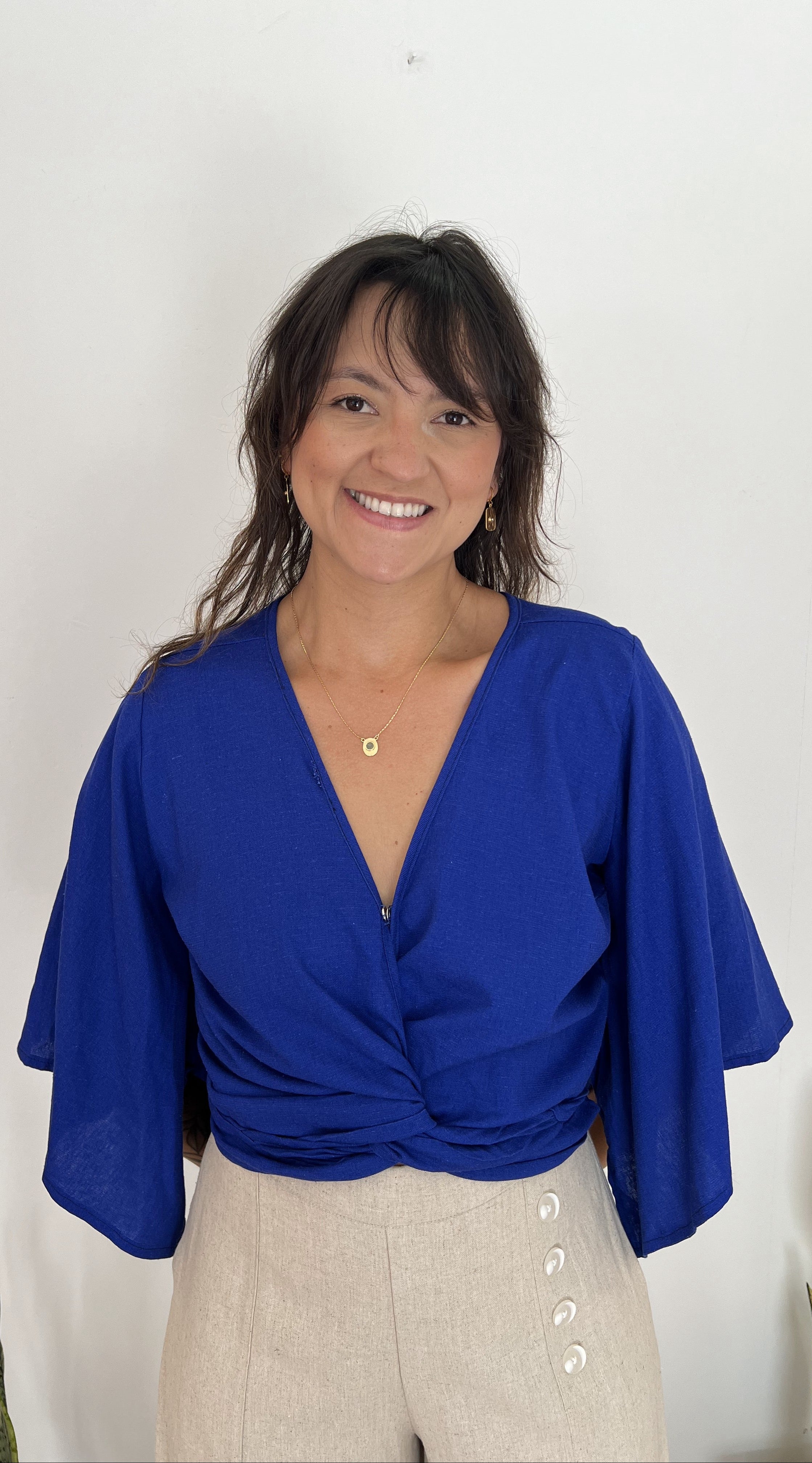 Blusa Tijuca Manga Kimono Azul Royal