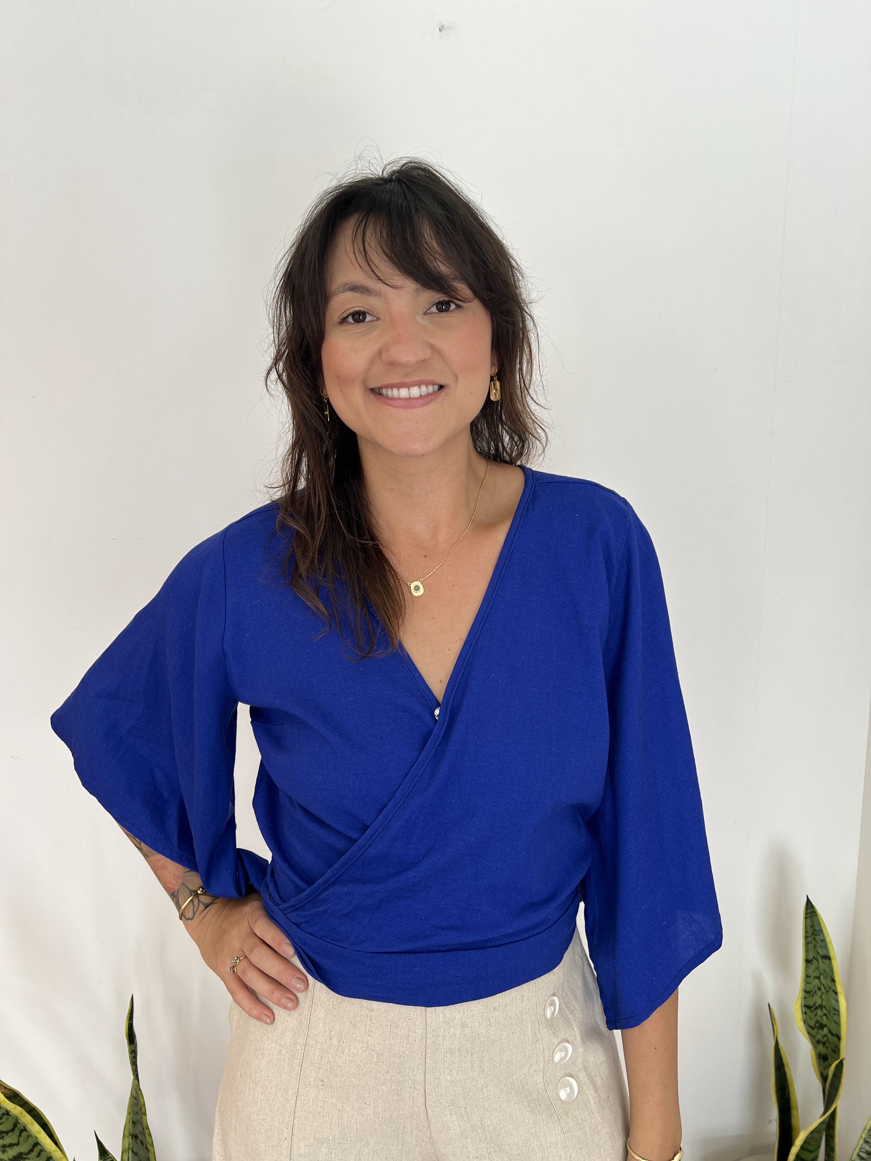 Blusa Tijuca Manga Kimono Azul Royal