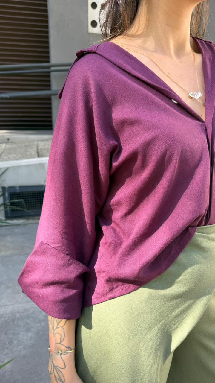 Camisa Linho Berinjela