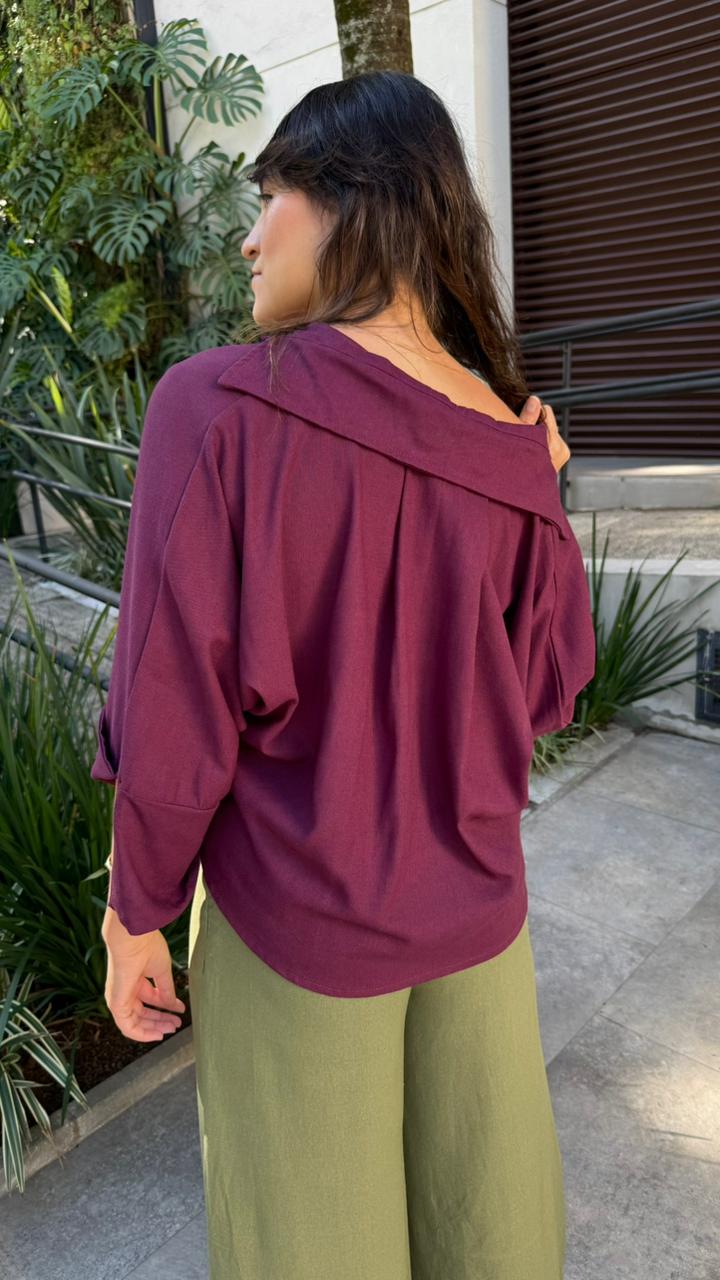 Camisa Linho Berinjela