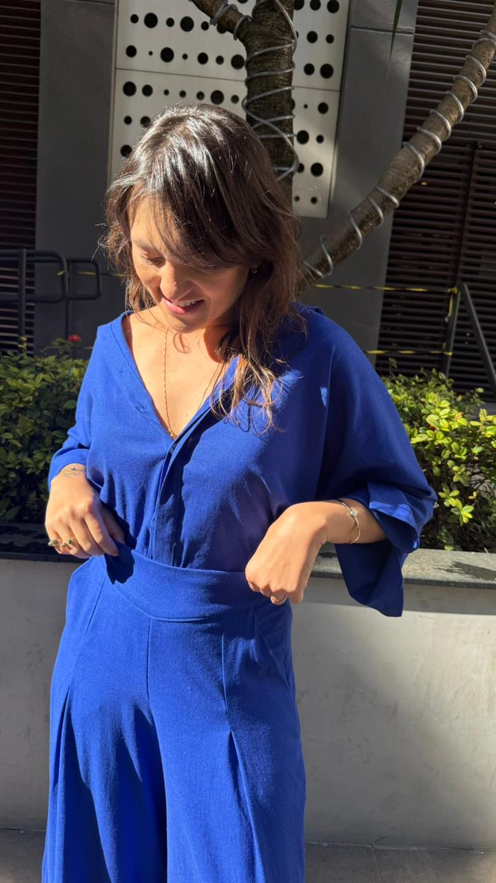 Camisa Linho Azul Royal
