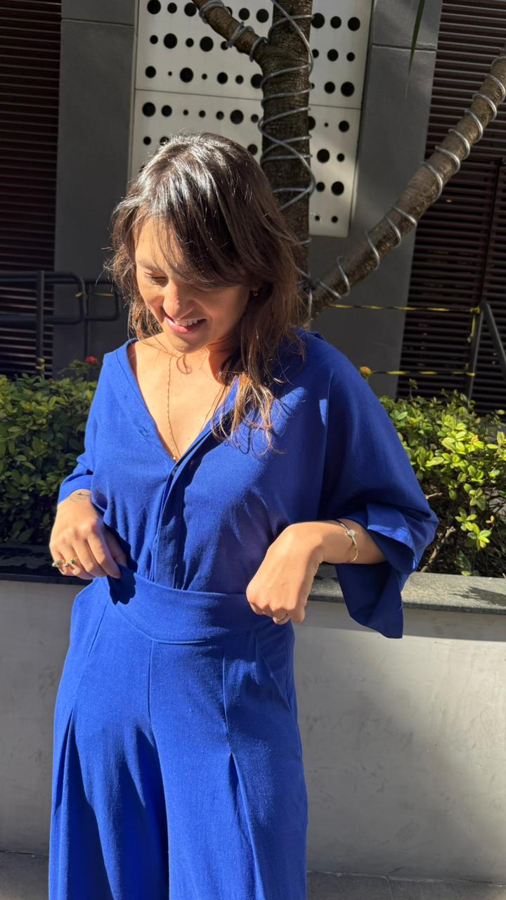Camisa Linho Azul Royal
