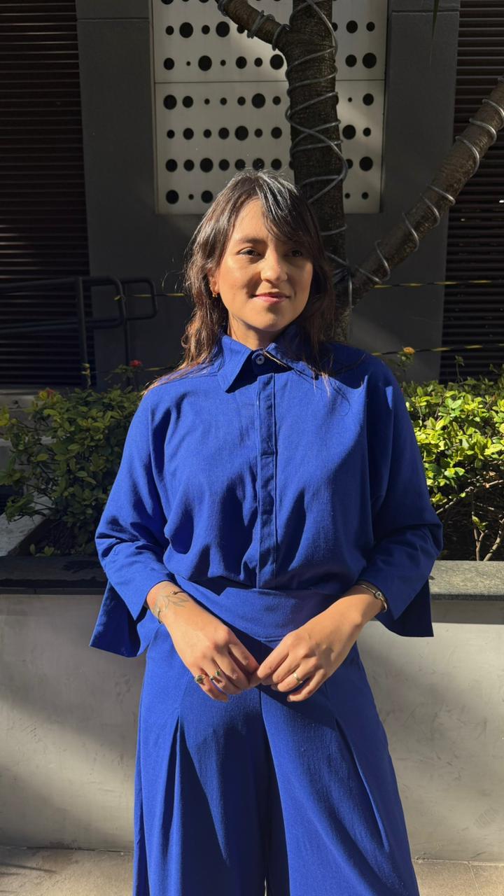 Camisa Linho Azul Royal