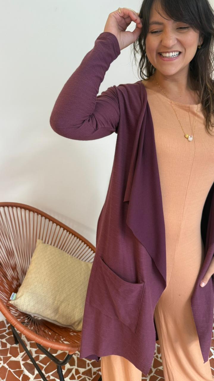 Maxi Cardigan Berinjela