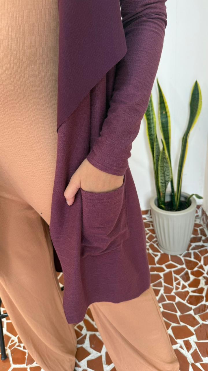 Maxi Cardigan Berinjela