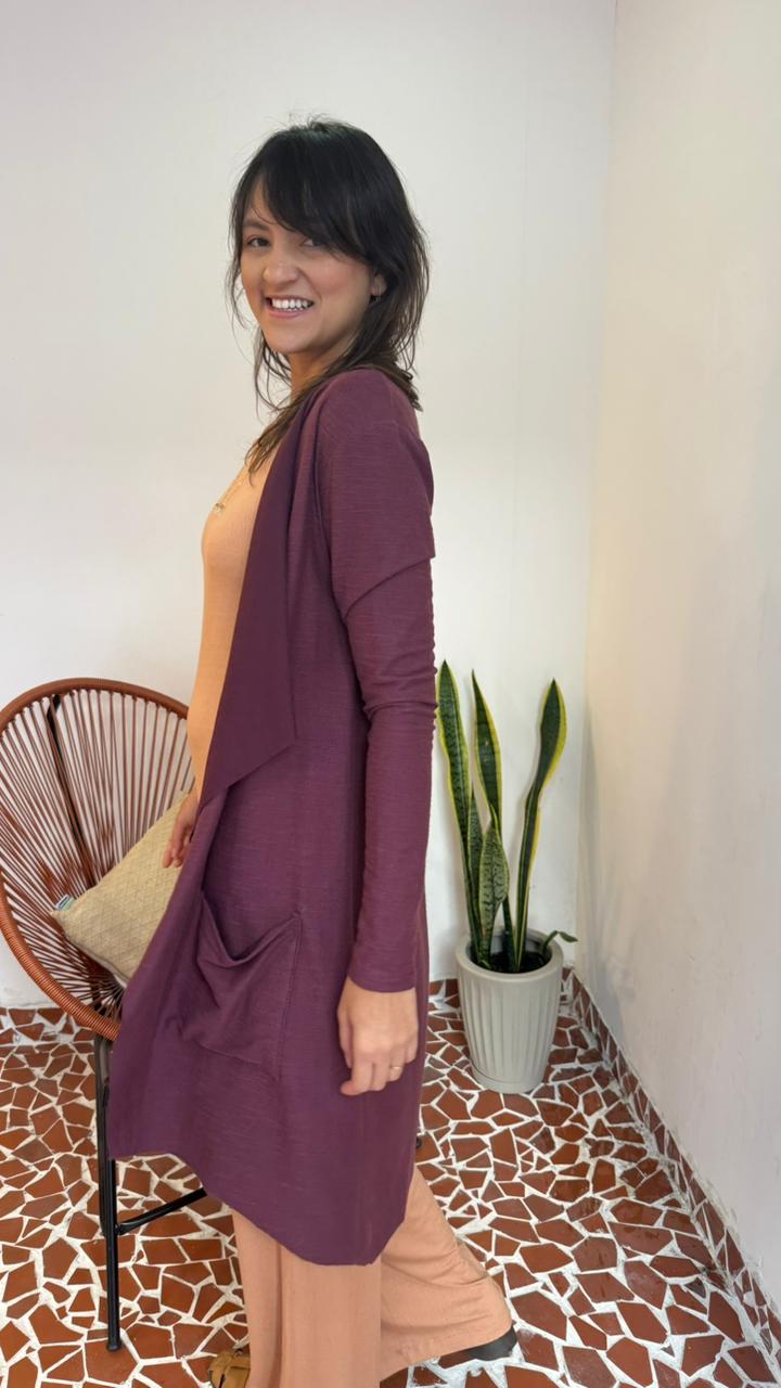 Maxi Cardigan Berinjela