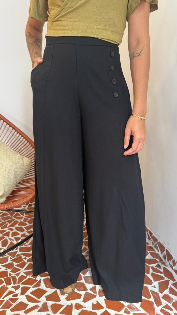 Pantalona Flamengo Linho Preto