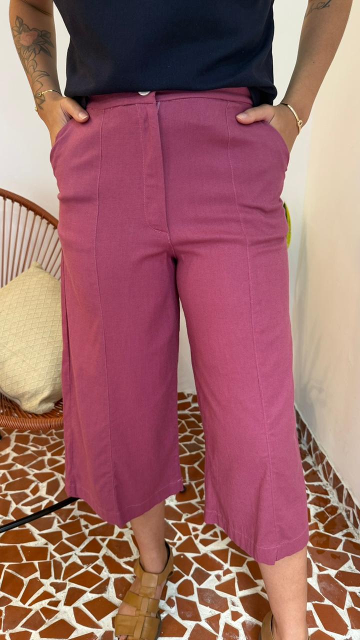 Pantacourt Meier Linho Fucsia
