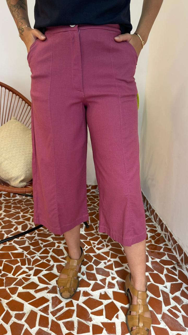 Pantacourt Meier Linho Fucsia