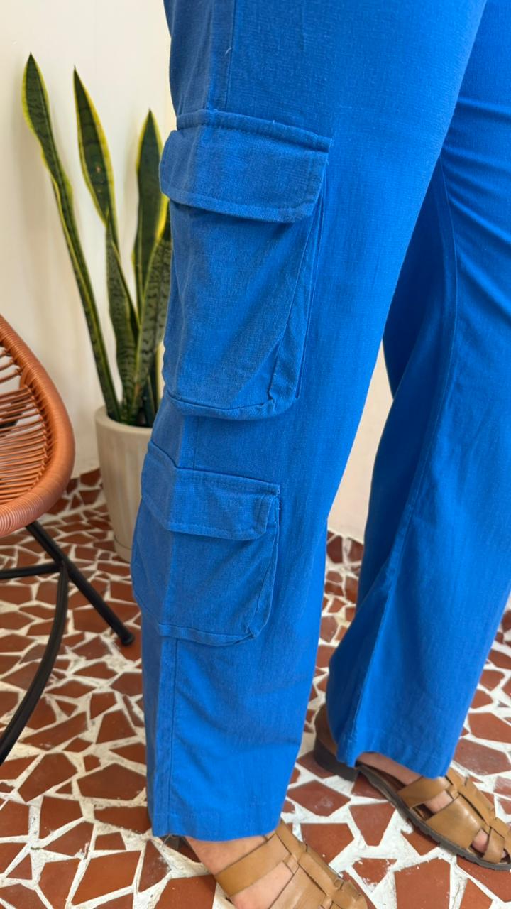 Calça Cargo Azul
