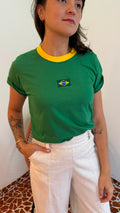 T-Shirt Brasil Bordada Bandeirinha Verde
