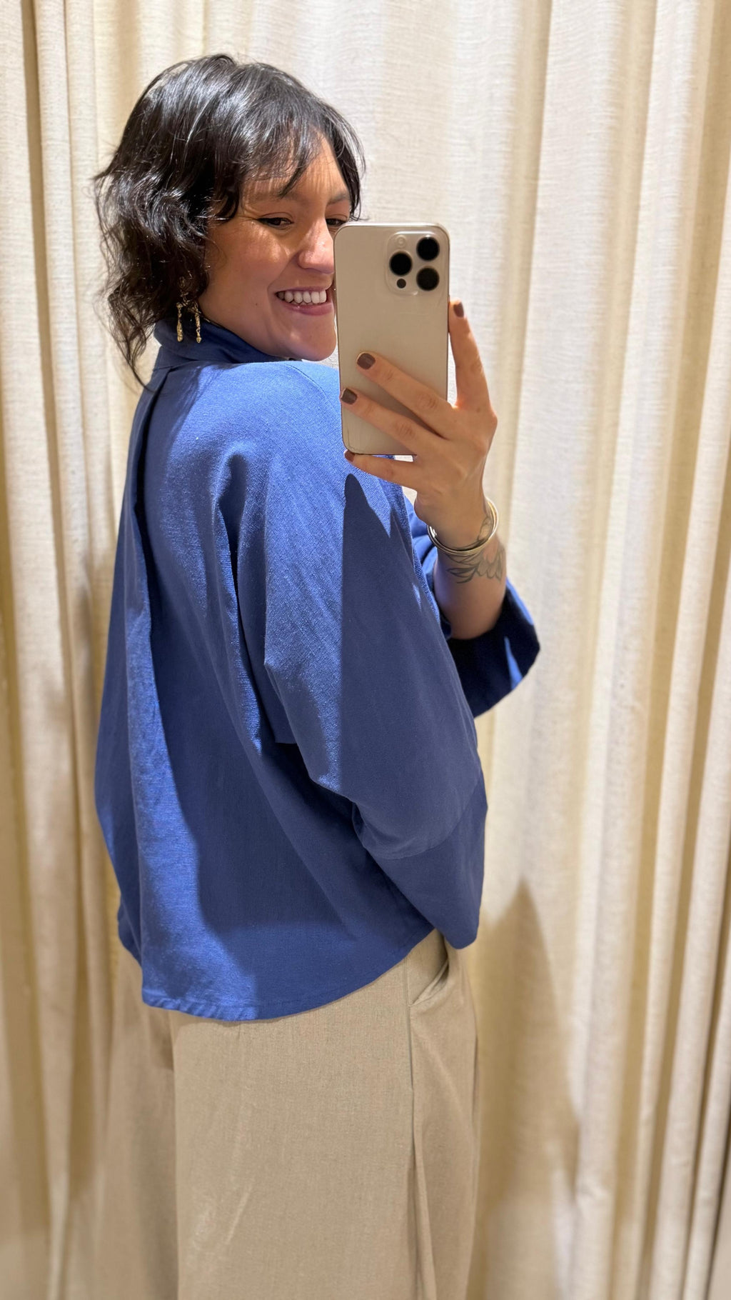 Camisa Linho Azul Jeans