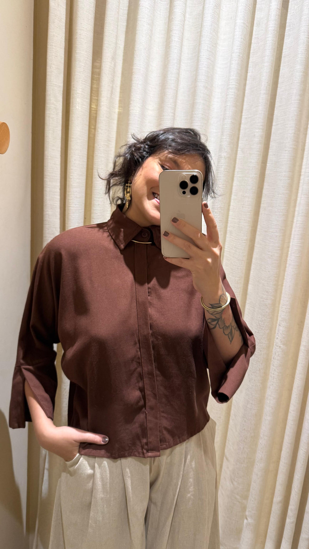 Camisa Linho Marrom