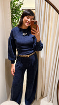 Blusa Mangueira Tricot Azul