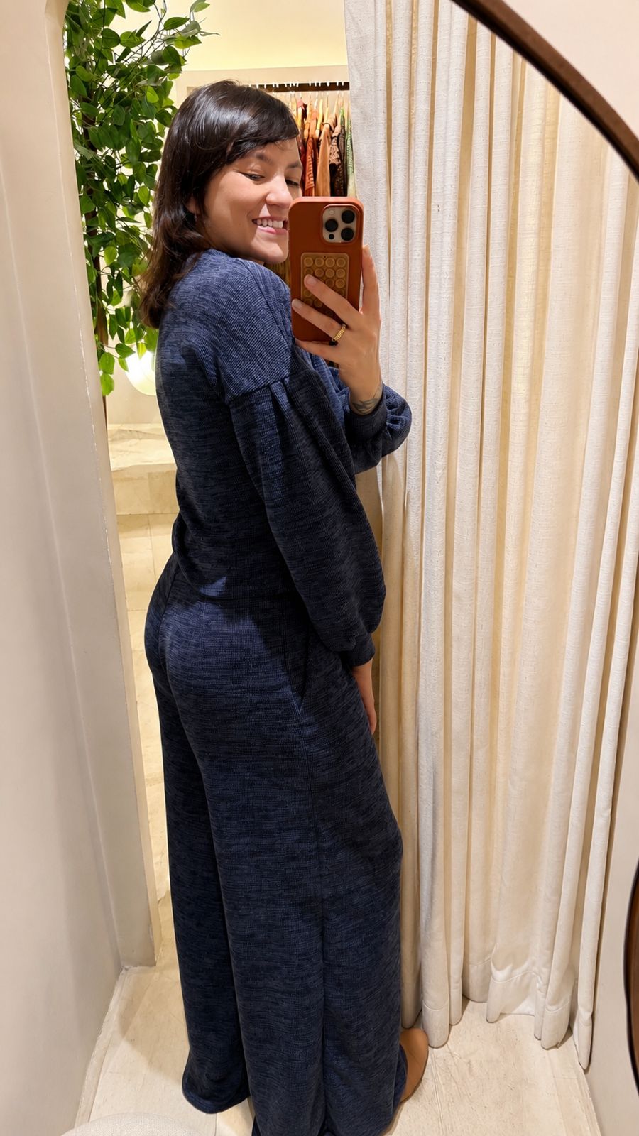 Blusa Mangueira Tricot Azul